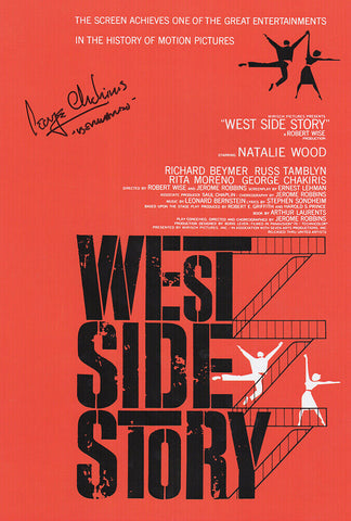 George Chakiris Signed West Side Story 11x17 Movie Poster w/Bernardo - (SS COA)