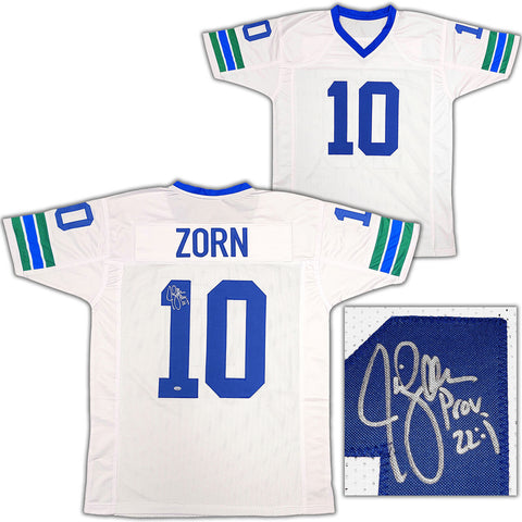SEATTLE SEAHAWKS JIM ZORN AUTOGRAPHED SIGNED WHITE JERSEY MCS HOLO STOCK #211072