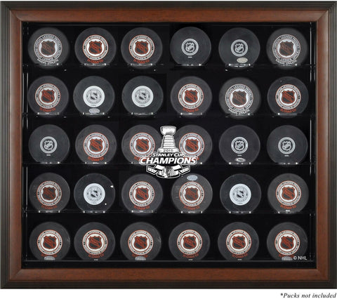 Chicago Blackhawks '15 Stanley Cup Champs Brown Framed 30-Puck Logo Display Case