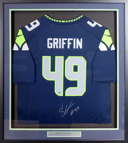 Seahawks Shaquem Griffin Autographed Framed Blue Nike Jersey MCS Holo #75750