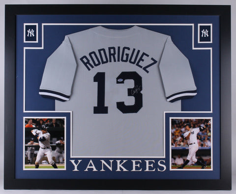 Alex Rodriguez Signed Yankees 35" x 43" Custom Framed Jersey (PSA COA) 3x AL MVP