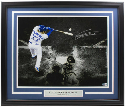Vladimir Guerrero Jr. Signed Framed Blue Jays 16x20 Spotlight Baseball Photo BAS