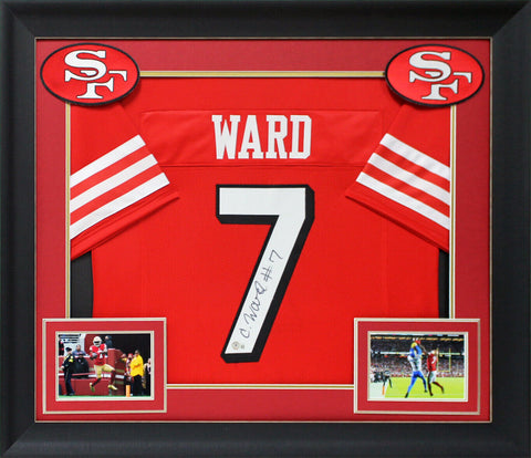Charvarius Ward Signed Red Pro Style Framed Jersey w/ Dropshadow BAS Witnessed