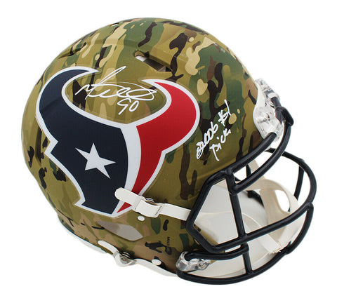 Mario Williams Signed Houston Texans Speed Authentic Camo NFL Helmet w- #1 Pick