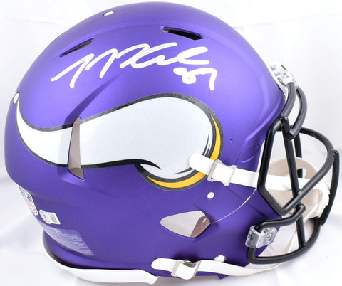TJ Hockenson Autographed Vikings F/S Speed Authentic Helmet- Beckett W Hologram