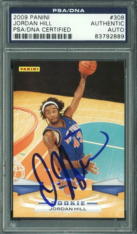 Pacers Jordan Hill Authentic Signed Card 2009 Panini RC #308 PSA/DNA Slabbed