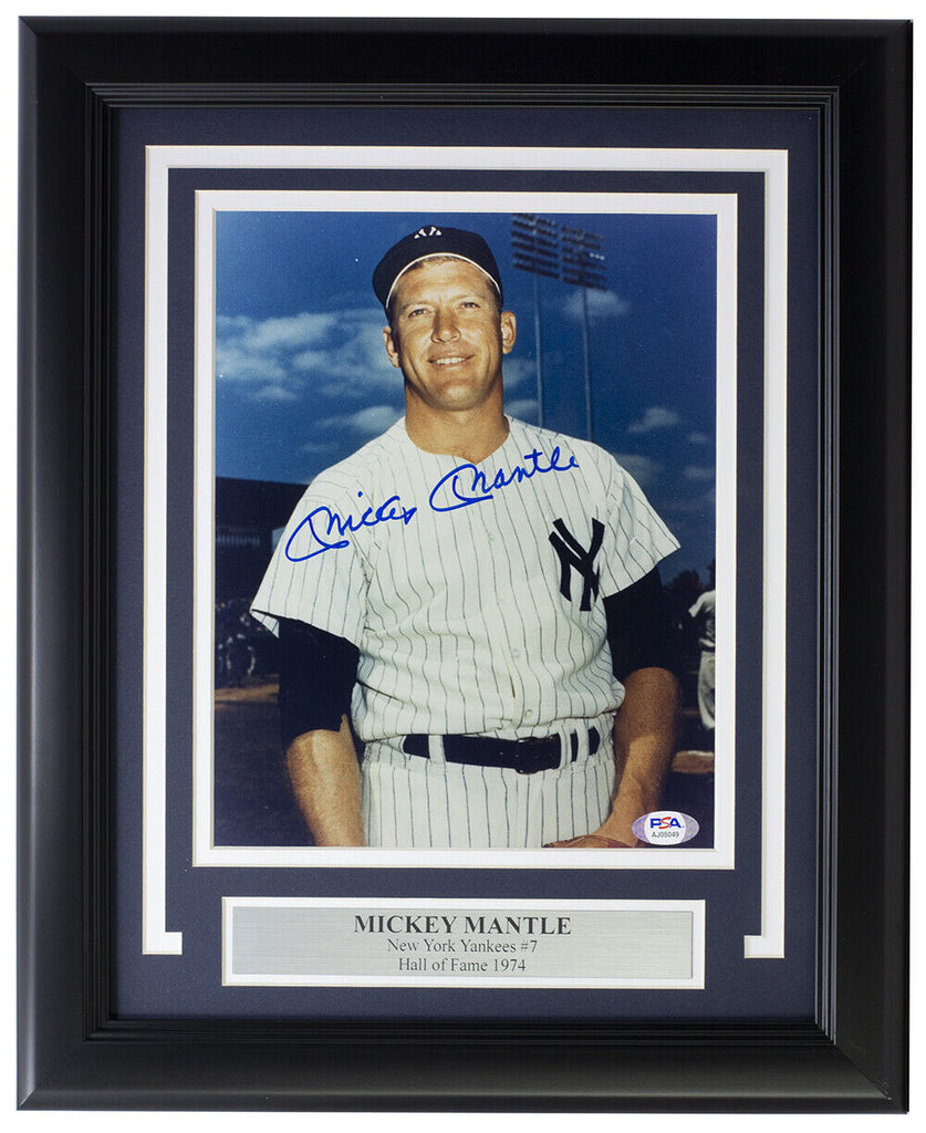 Mickey Mantle Signed Framed 8x10 New York Yankees Photo PSA LOA