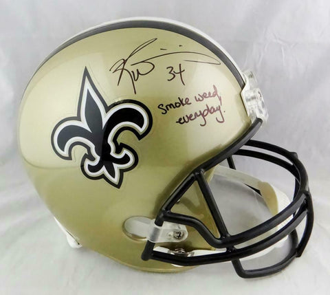 Ricky Williams Autographed Saints F/S Helmet w/ Smoke Weed- JSA W Auth *Black
