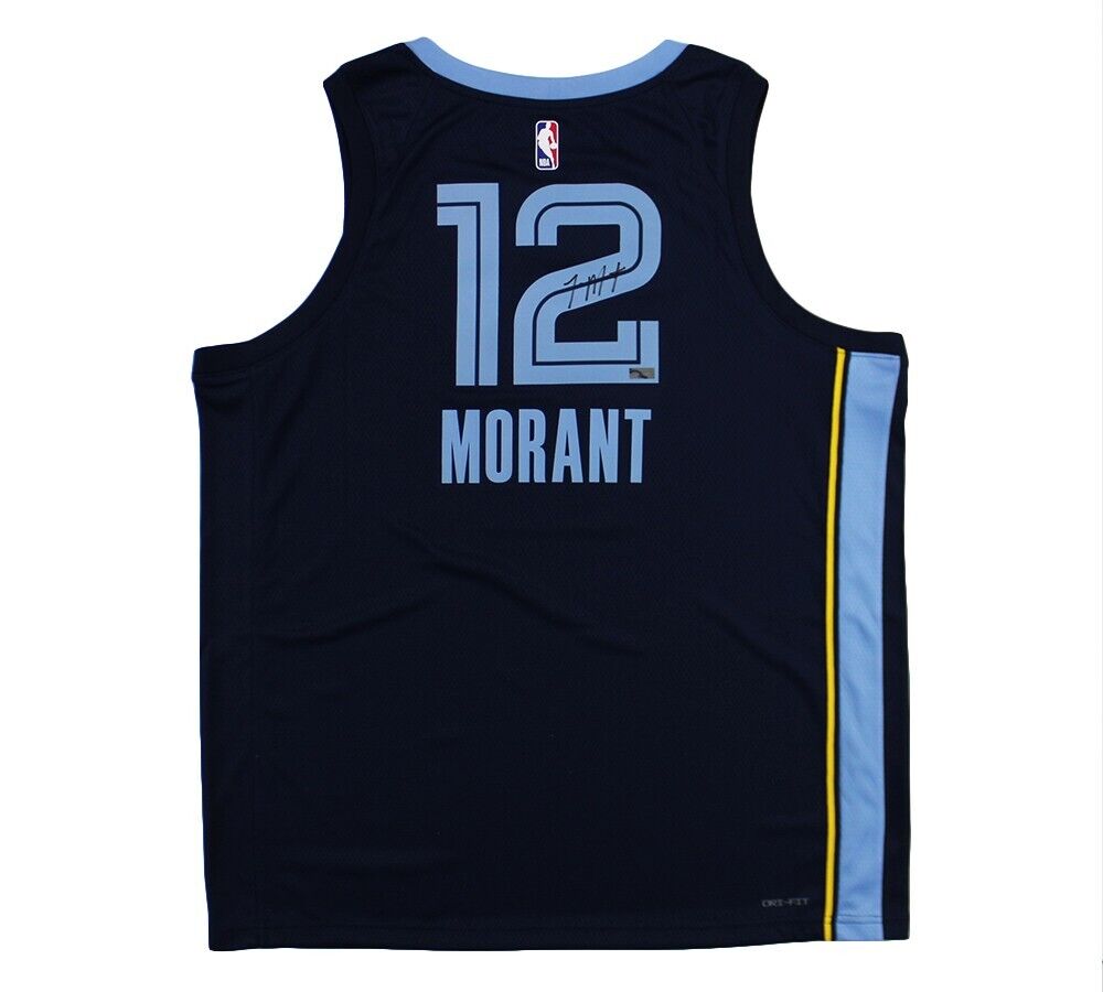 Ja Morant Signed Memphis Grizzlies Nike Swingman Navy Blue NBA Jersey
