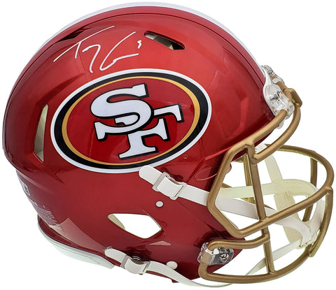 TREY LANCE AUTOGRAPHED 49ERS FLASH RED FULL SIZE AUTHENTIC HELMET BECKETT 197091