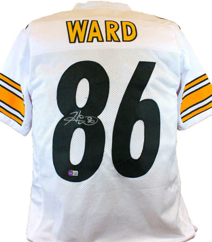 Hines Ward Autographed White Pro Style Jersey- Beckett W Hologram *Silver *8