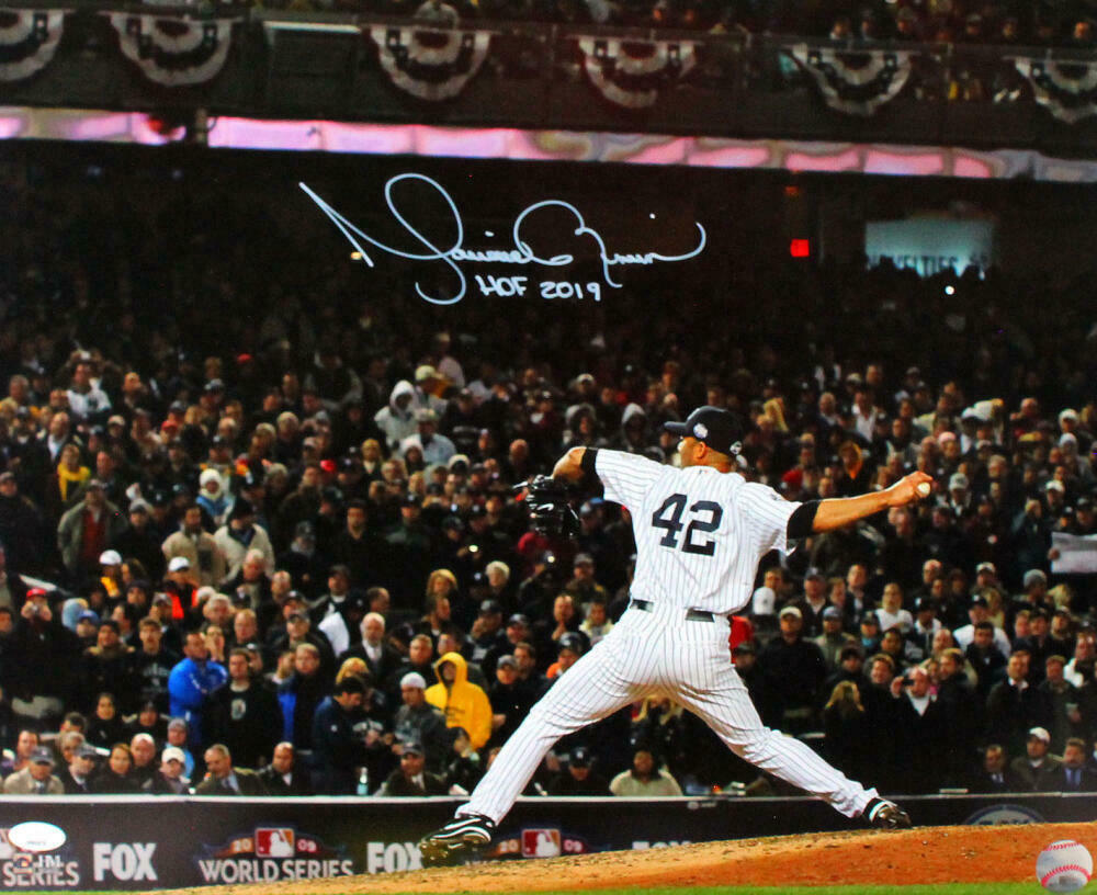 Mariano Rivera Autographed 16x20 NY Yankees Pitching W/ HOF- JSA