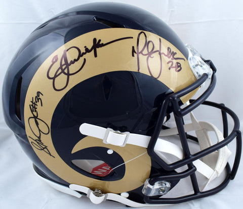 Faulk, Dickerson, Jackson Signed Rams F/S Speed Authentic Helmet- Beckett W Holo
