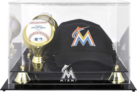 Miami Marlins Acrylic Cap and Baseball Logo Display Case-Fanatics