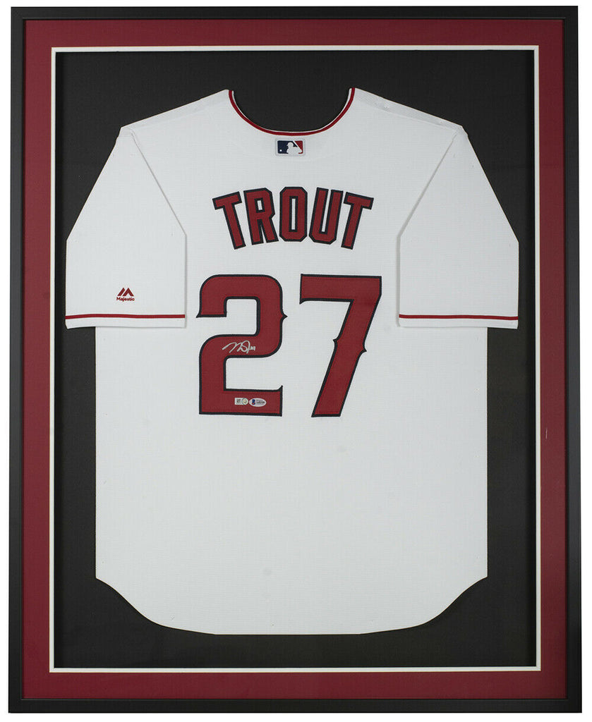 Mike Trout Signed Framed Angels Majestic Red Baseball Jersey BAS LOA A –  Super Sports Center