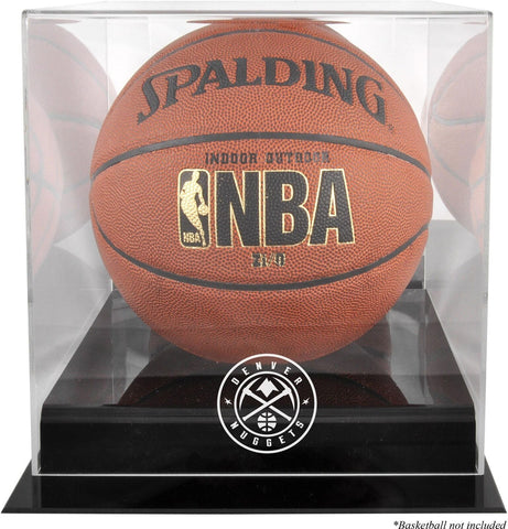Denver Nuggets Black Base Team Logo Basketball Display Case w/Mirrored Back
