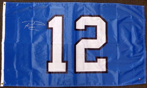 RUSSELL WILSON AUTOGRAPHED SEATTLE SEAHAWKS 12TH MAN 3X5 12 FLAG RW HOLO 130716