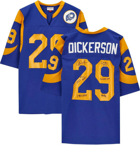 Eric Dickers Rams Signed Mitchell & Ness Royal Jersey w/Multiple Insc LE 29