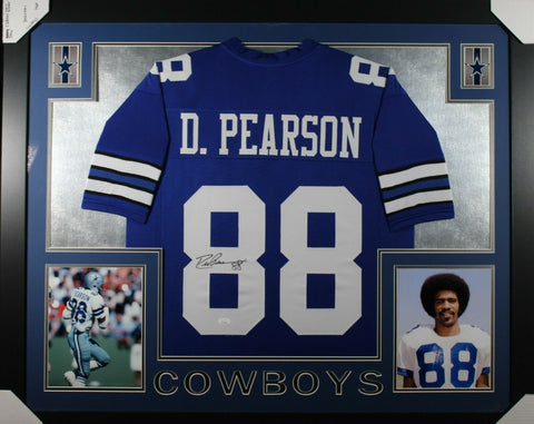 DREW PEARSON (Cowboys blue SKYLINE) Signed Autographed Framed Jersey JSA