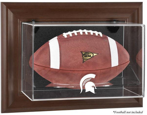 Michigan State Spartans Brown Framed Wall-Mountable Football Case