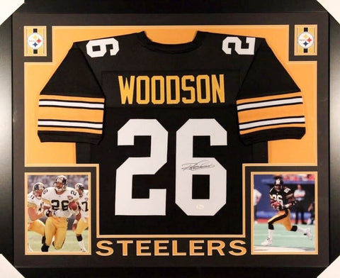Rod Woodson Signed Steelers 35x43 Custom Framed Jersey (JSA)Super Bowl 35 Champ