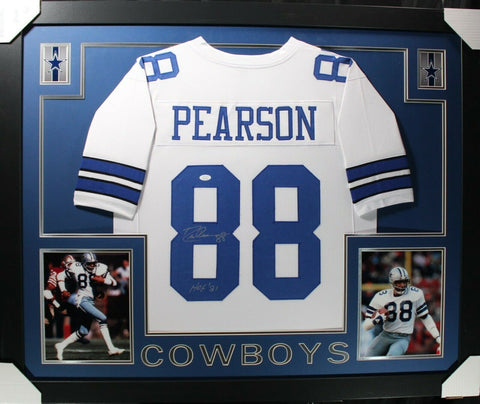 DREW PEARSON (Cowboys white SKYLINE) Signed Autographed Framed Jersey JSA