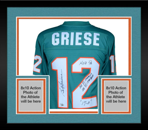 FRMD Bob Griese Dolphins Signed Teal Mitchell & Ness Jersey w/Multiple Insc