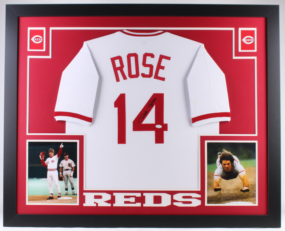 Pete Rose Signed Custom Framed Jersey (JSA & Rose)