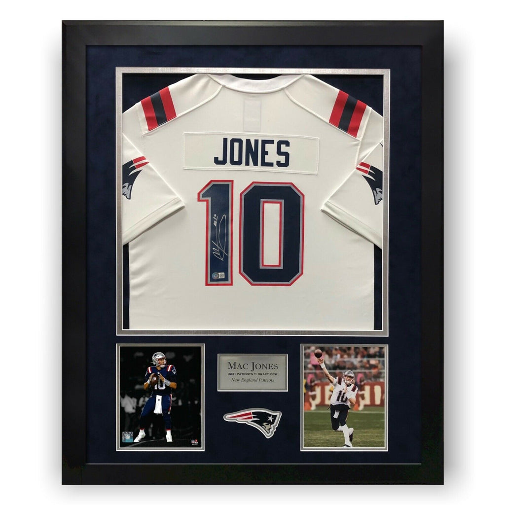 Mac Jones Signed Autographed White Game Day Jersey Framed to 32x40 Bec –  Super Sports Center