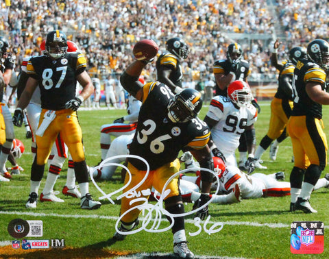 Jerome Bettis Autographed Steelers 8x10 Spike Of Ball HM Photo- Beckett W *White