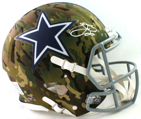 Emmitt Smith Signed Cowboys F/S Camo Authentic Helmet - Beckett W Auth *White