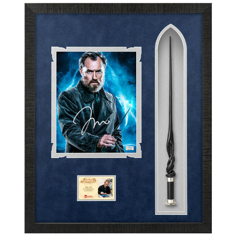 Jude Law Autographed Fantastic Beasts Dumbledore 8x10 Wand Framed Display