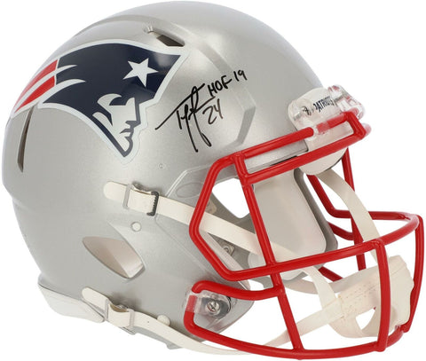 Ty Law New England Patriots Signed Authentic Helmet & "HOF 19" Insc