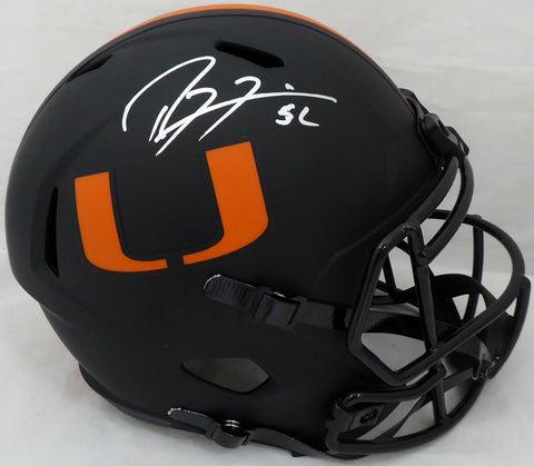 RAY LEWIS AUTOGRAPHED ECLIPSE BLACK MIAMI FULL SIZE SPEED HELMET BECKETT 185803