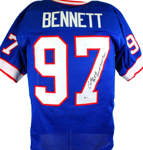 Cornelius Bennett Autographed Blue Pro Style Jersey w/Insc.-Beckett *Black