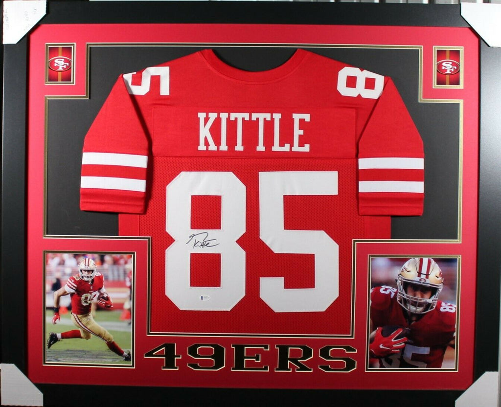 GEORGE KITTLE (49ers red SKYLINE) Signed Autographed Framed Jersey Bec –  Super Sports Center