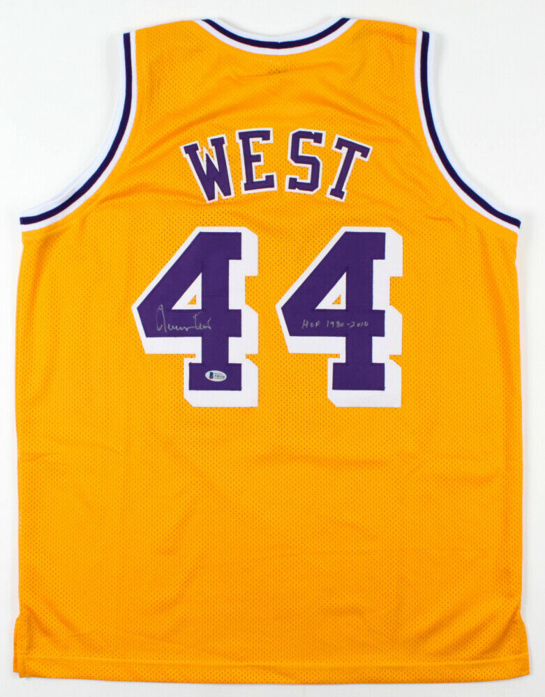 Autographed/Signed Jerry West Los Angeles LA Yellow Basketball Jersey JSA  COA