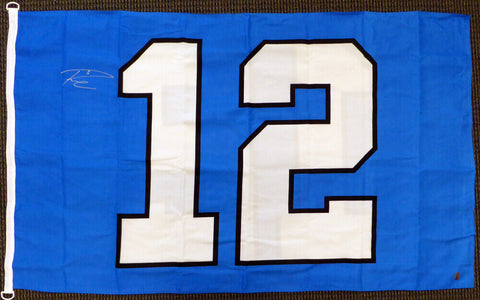 RUSSELL WILSON AUTOGRAPHED SEATTLE SEAHAWKS 12TH MAN 3X5 12 FLAG RW HOLO 130717