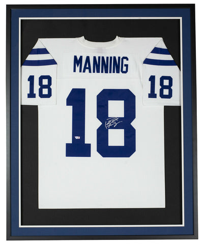 Peyton Manning Signed Framed White Indianapolis Colts Football Jersey Fanatics