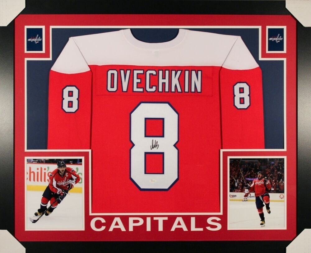 Alexander Ovechkin Washington Autographed Hockey Red Jersey Frame 35x44  (JSA)