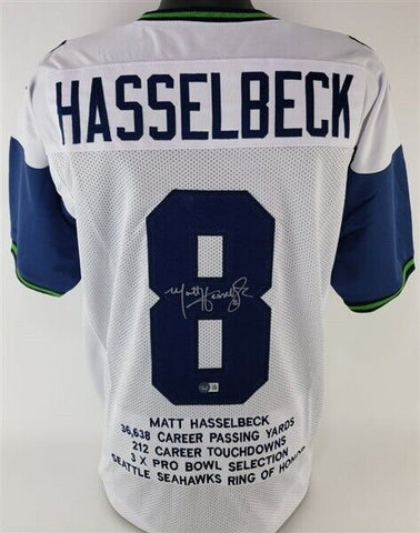 Matt Hasselbeck Signed Seattle Seahawk Career Stat Jersey (Beckett) Quarterback