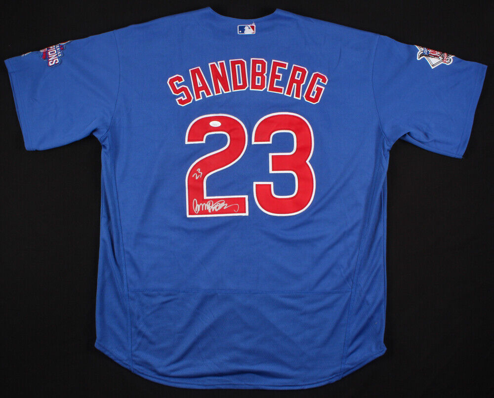 Ryne Sandberg Signed Chicago Cubs Custom Jersey with World Champ Patch –  Super Sports Center