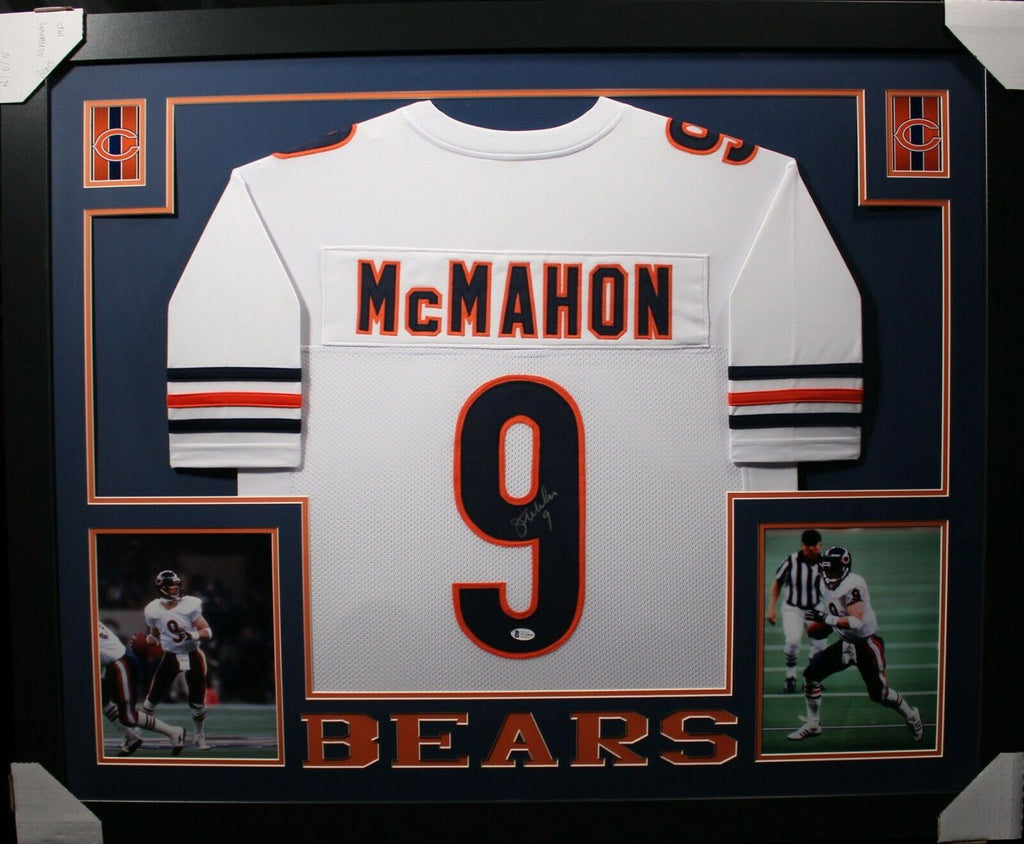 JIM MCMAHON (Bears white SKYLINE) Signed Autographed Framed Jersey