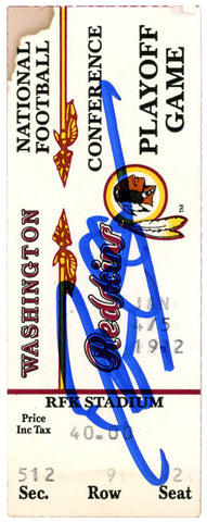 Deion Sanders Signed Atlanta Falcons 1/4/1992 @ Redskins Ticket BAS 37158