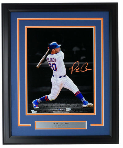 Pete Alonso Signed Framed 11x14 Mets Spotlight Photo Fanatics+MLB