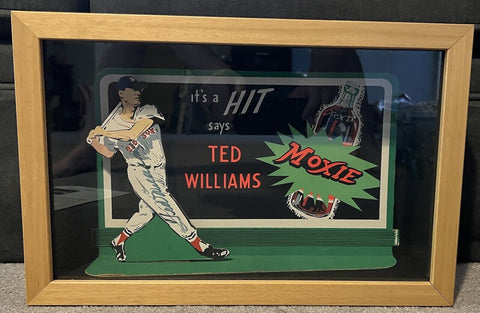 Ted Williams Signed Auto "Moxie" Die Cut Counter Display Shadow Box Framed JSA