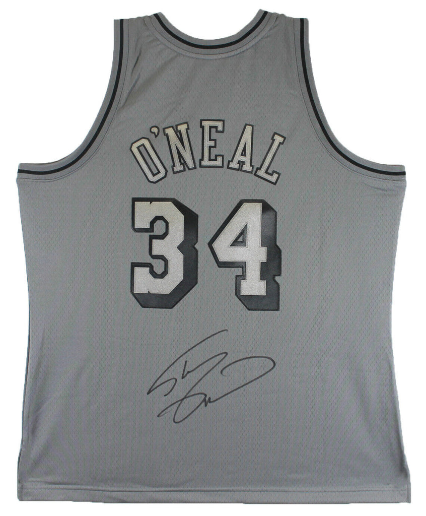 Lakers Shaquille O'Neal Signed Charcoal Grey M&N HWC Swingman Jersey BAS  Witness