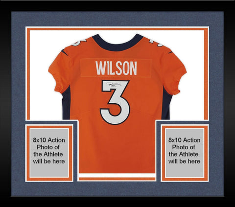 Framed Russell Wilson Denver Broncos Autographed Orange Nike Elite Jersey
