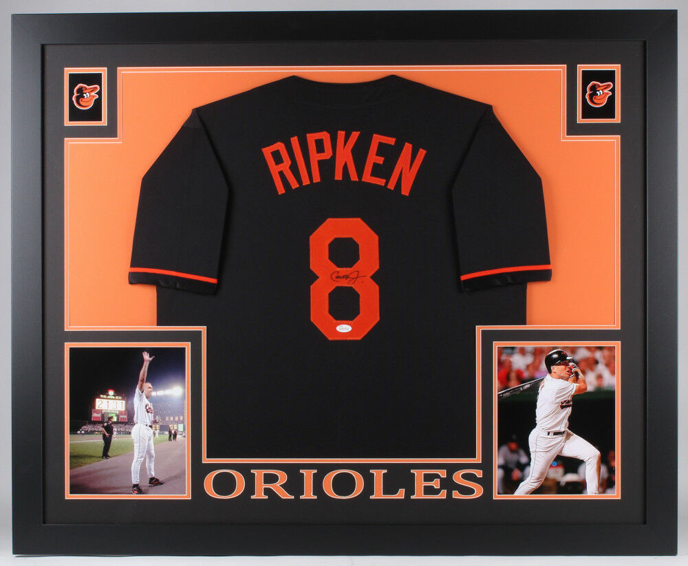 Cal Ripken Jr. Signed Baltimore Orioles 35x43 Custom Framed Jersey