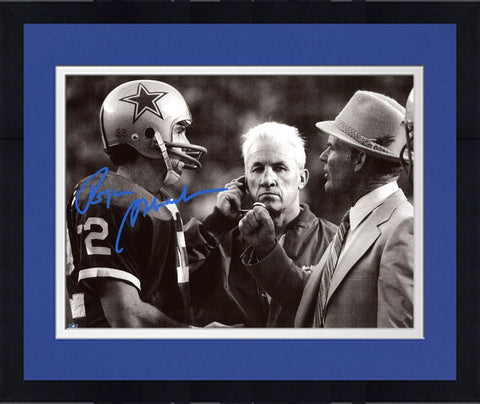 FRMD Roger Staubach Dallas Cowboys Signed 8x10 Talking with Landry Photograph